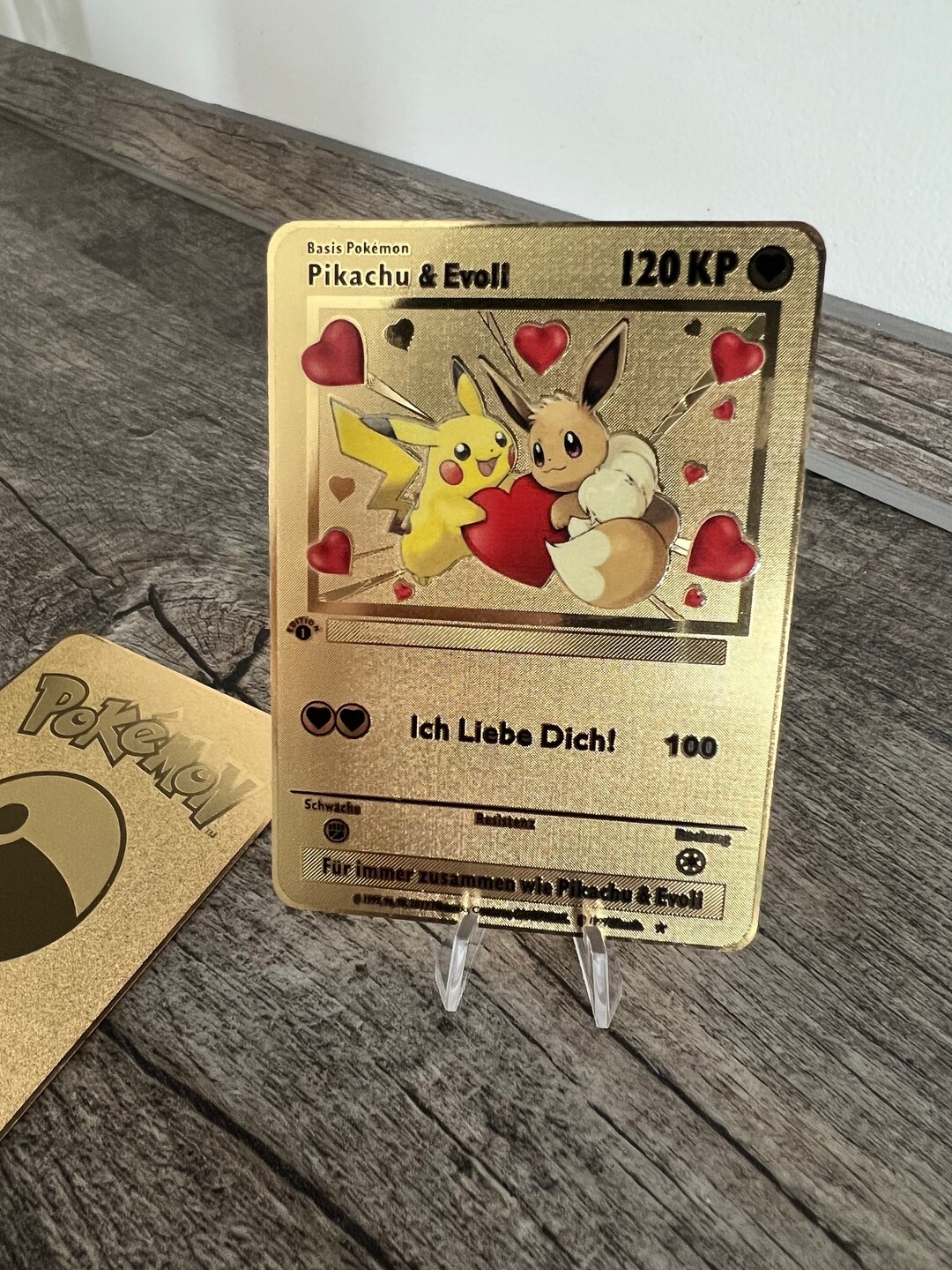 Pikachu et Évoli Je t'aime Carte à collectionner Pokémon en