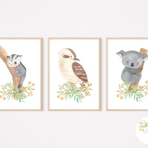 Set of 3 Aussie Animals PEACH, Nursery Prints, Wall Art, INSTANT DOWNLOAD