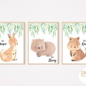 Set of 3 Aussie Animals Affirmations BE, Nursery Prints, Wall Art, INSTANT DOWNLOAD
