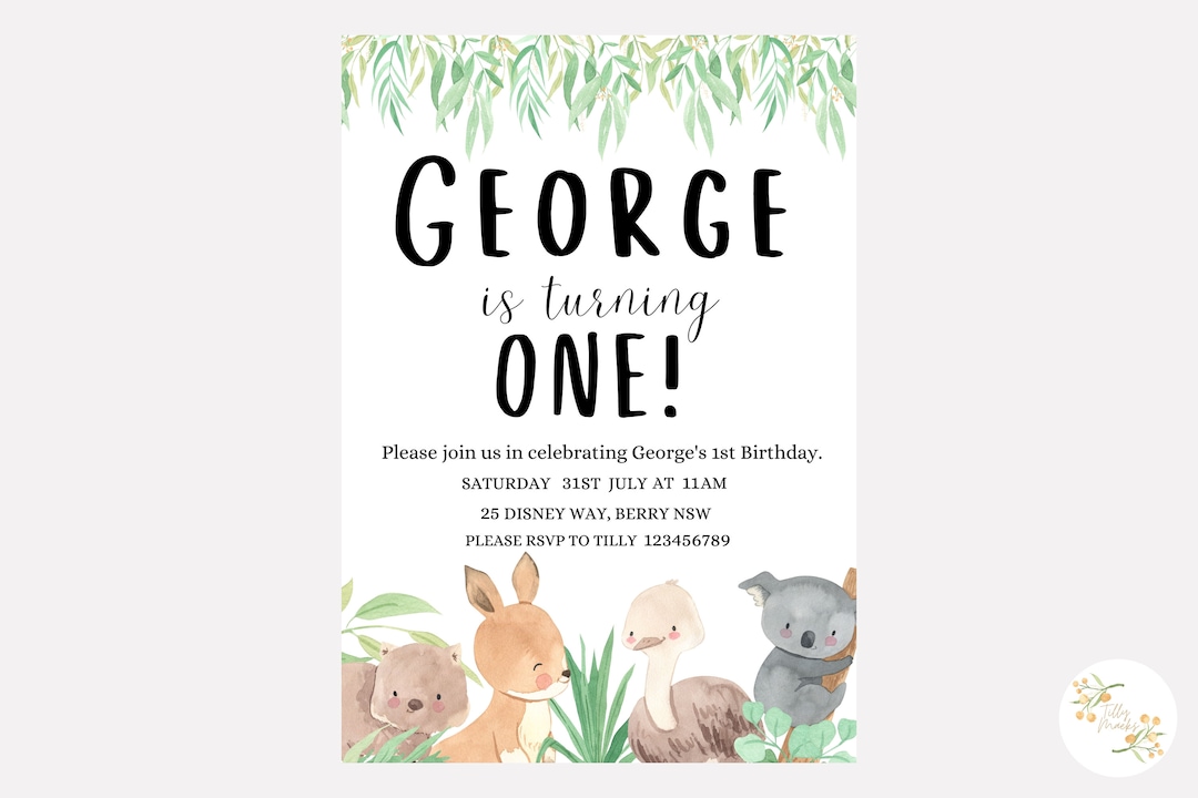 Australian Birthday Invitation Australian First Birthday Etsy