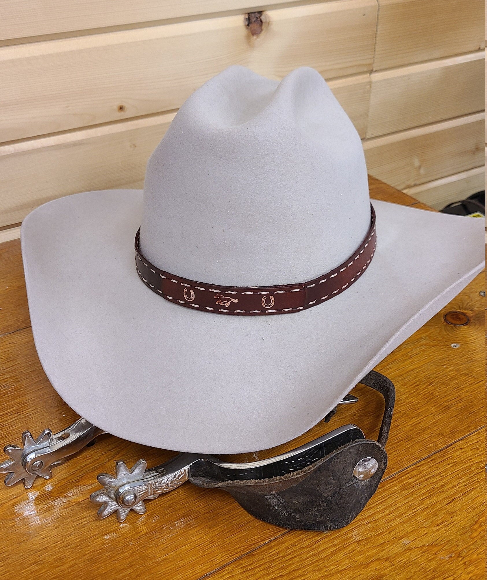 Brown or Black Leather HATBAND ONLY for a Western Cowboy Hat the Apothecary  Boho Crystal Herb 