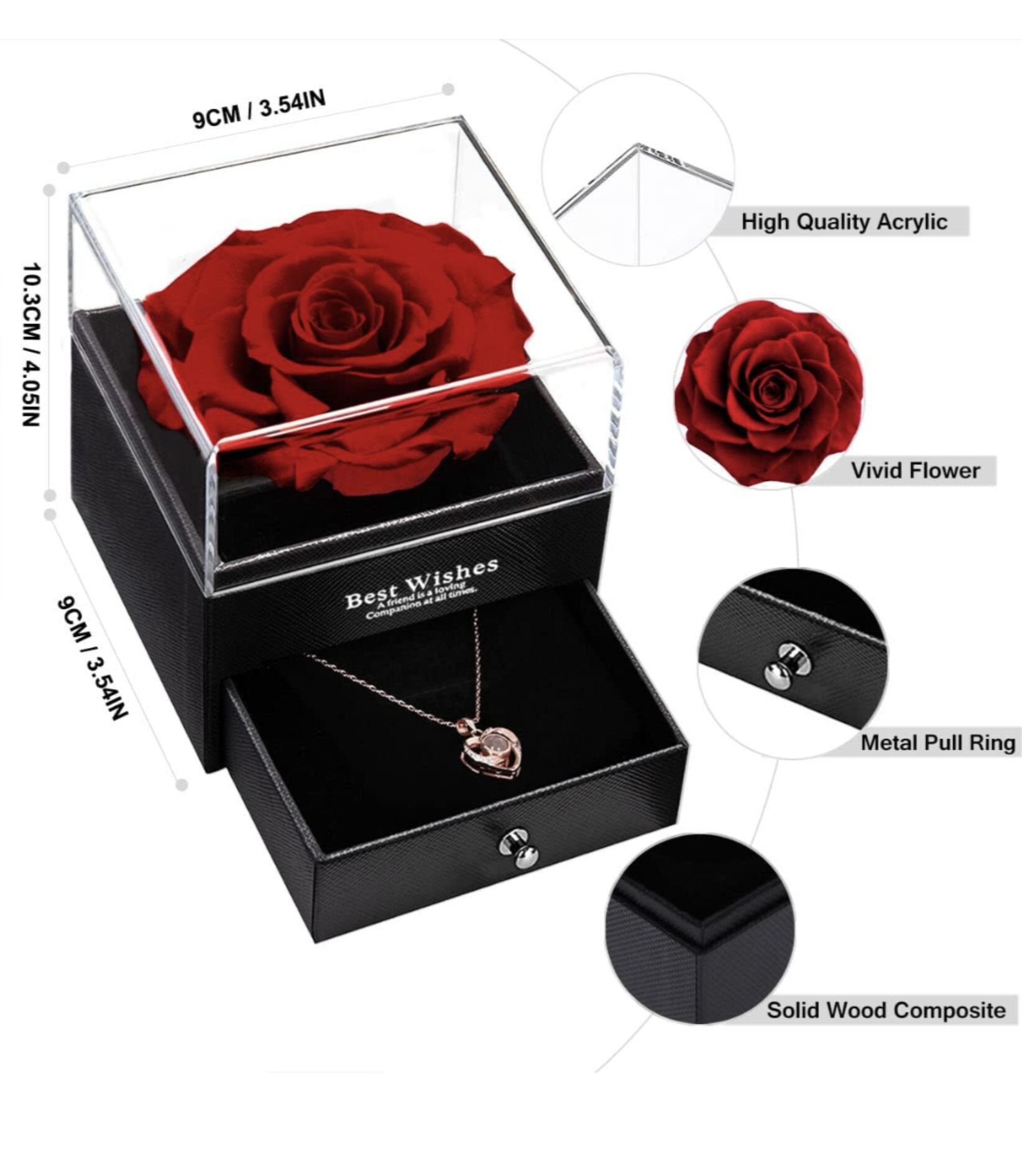 I love you necklace with rose box deals