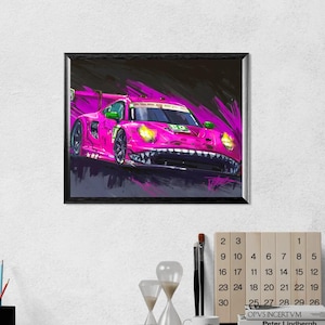 Roxy AO Racing Porsche Print of an Original Painting - Pink Racecar Poster