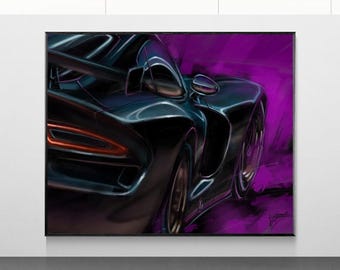 Schwarzer Dodge Viper - Druck eines Original-Gemäldes