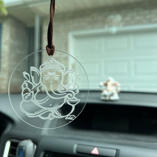 Divine Ganesha Car Charm, Sacred Hindu God Rearview Mirror Ornament - Spiritual Protection and Blessings, Car Accessories, Indian Boho Decor