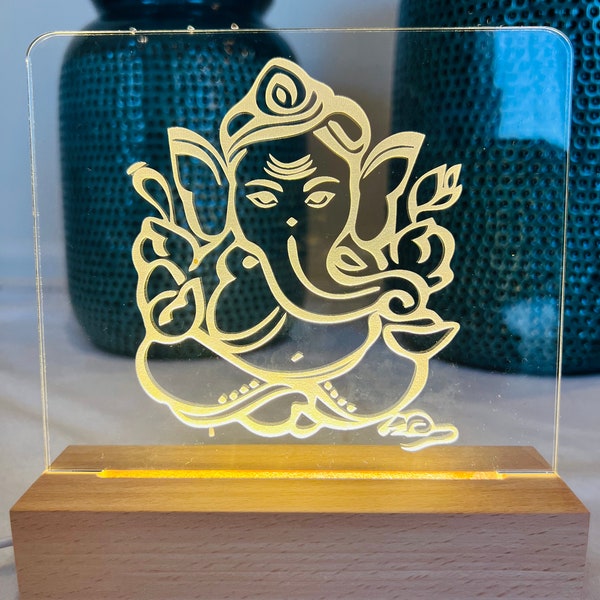 Ganesha idol lamp | OM Indian cultural gifts | Hindu Acrylic Light | Housewarming Gift | Indian wedding favor | wedding vows | Ganesh statue