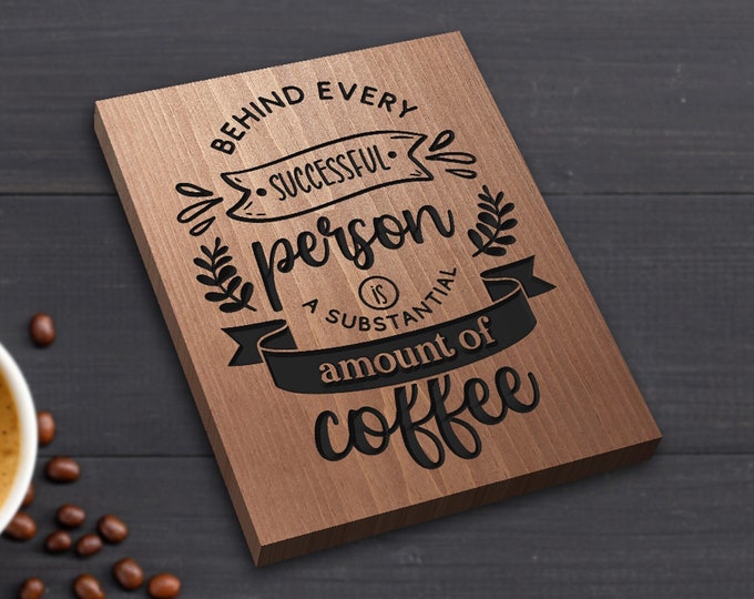 Engraved Wooden Coffee Bar Sign: Coffee Lover Gift (7x9 in)