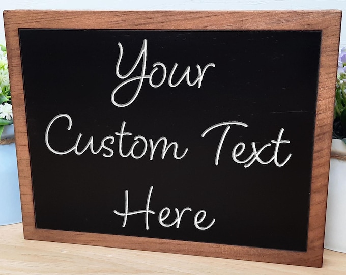 Custom Engraved Wood Sign: Personalized Carved Text, (9x7 in)