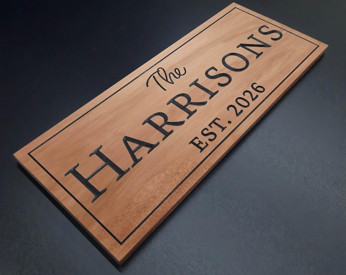Custom Wooden Carved Family Name Sign