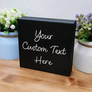 Custom Engraved Wooden Block Sign: Personalized Carved Text (5.5x5.25 in)