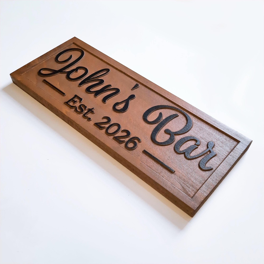 Bar Sign Handmade Custom Carved Wood Bar Sign, Personalized Home Decor - Etsy