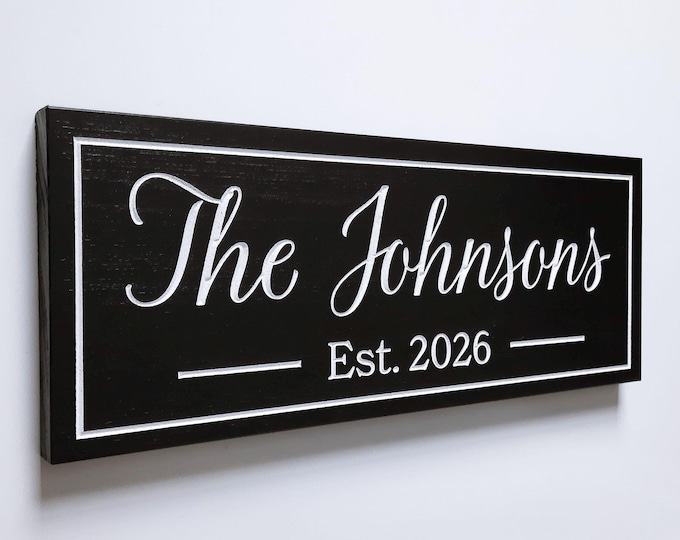 Custom Wooden Engraved Family Name Sign