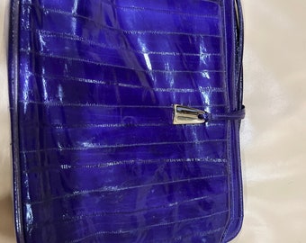 Vibrant "Purple Rain" Eel Skin Purse with Shoulder Strap