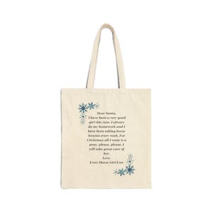 Carta a Papá Noel de un amante de los caballos, bolsa de mano navideña, alegría navideña, caballo festivo, bolsa de mano navideña, caballo divertido, amante de los caballos, chica que ama los caballos