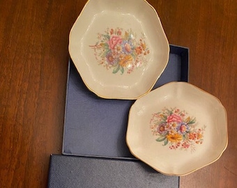 Pair Coalport Porcelain Saucer, Hand made fine porcelain, Signed P Grand