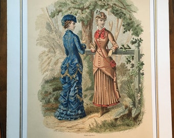 La Mode Illustree, Victorian Era Clothing, French wall art, Antique Print