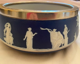 Wedgwood Jasperware Dark Blue Deep Dish, Vintage Ceramic Gift