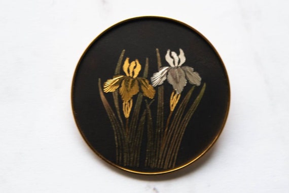 Gilded inlaid brooch, jewelry flower, fashion pin… - image 1
