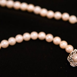 White Pearl String Necklace Silver Clasp, Japan Classic Pearls Jewelry, Akoya Pearl Necklace, Wedding Gift for Her