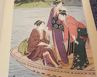 Japanese Woodblock Print of Women in Kimonos, Uchida Art, Kyoto Handcraft Center