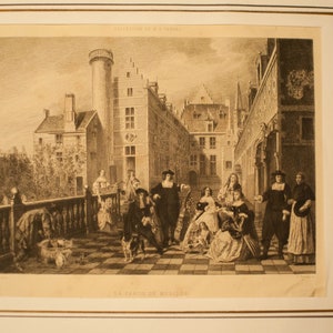 Antique Lithograph Drawing Large Print