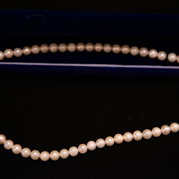 White Pearl String Necklace Silver Clasp, Japan Classic Pearls Jewelry, Akoya Pearl Necklace, Wedding Gift for Her