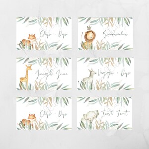 Wild One First Birthday Safari Jungle Food Label Place Cards Digital Download
