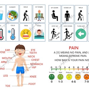 Printable Digital Download PEC Communication Board Cards for Nonverbal/Autistic, Special Needs, Visual Aid ENGLISH