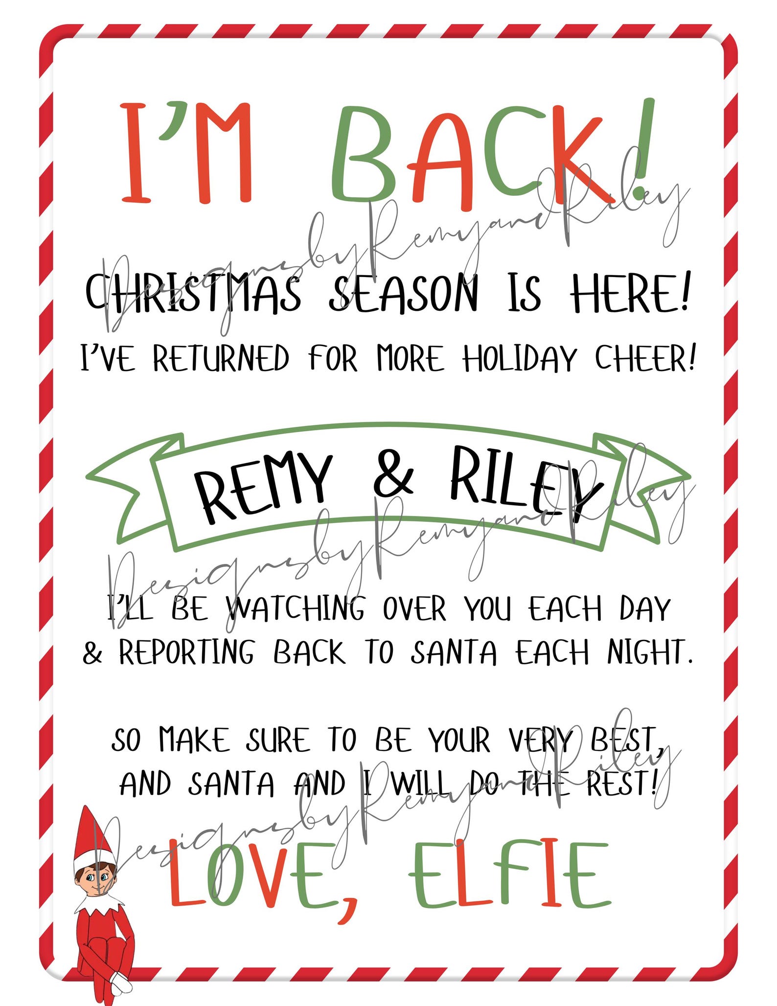 Christmas Elf on the Shelf I’m Back Letter Printable/digital Download ...