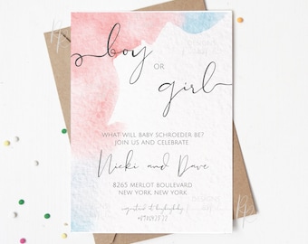 Boy Or Girl Gender Reveal Invitation Digital Download