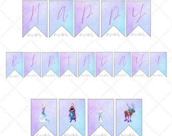 Fiesta de cumpleaños congelada Banner Bandera Decoraciones Descarga digital