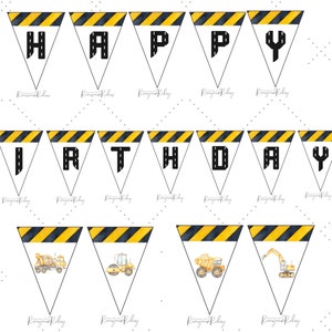 Construction Yellow Truck Tonka Birthday Party Banner Flag Decoration Digital Download