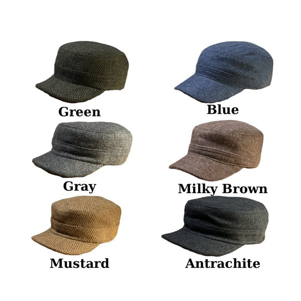 Cadet Cap, Army Style Hat, Castro Hat, Handmade Wool Hat, Camper Hat, Woman Military Hat, Adjustable Sun Hat, Duty Ranger Hat, Winter Hat