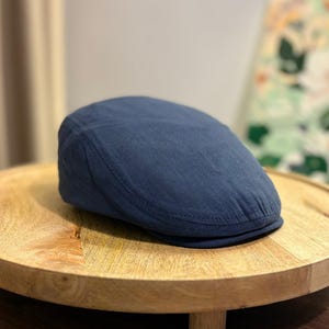 Gorra plana de verano de lino azul para hombre, ligera, estilo panadero, hecha a mano, estilo Peaky Blinders, transpirable, estilo Gatsby irlandés vintage.