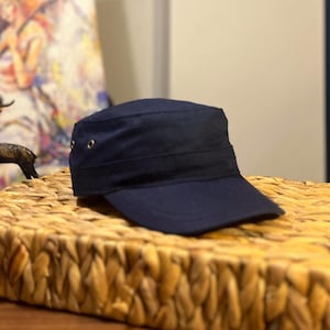 Dark Blue Summer Castro Cap, Adjustable Cadet Cap, Summer Hat, Military Hat, Sun Hat, Blue Camper Hat, Hunting Hat, Cadet Cap,Army Style Hat