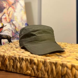 Green Summer Castro Cap, Adjustable Cadet Cap, Summer Hat, Military Hat, Army Style Hat, Green Camper Hat, Hunting Hat, Cadet Cap, Sun Hat