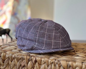 Purple Striped Summer Hat for Men and Women, Lightweight Breathable Beach Cap, Unisex Festival Sun Hat, Casual Outdoor Travel Cap, Handmade