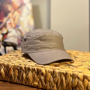 Gray Summer Castro Cap, Adjustable Cadet Cap, Summer Hat, Military Hat, Cadet Cap Army Style Hat, Gray Camper Hat, Sun Hat, Hunting Hat