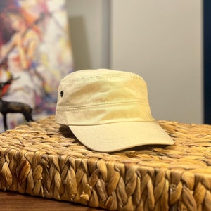 Camel Summer Castro Cap for Men, Adjustable Lightweight Cadet Hat, Breathable Military Style Cap, Cotton Travel Cap, Gift for Him, Cadet Cap