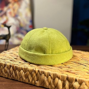 Türkiser Docker-Hut für Männer und Frauen, randlose Sailor-Mütze, minimalistische Streetwear-Mütze, Unisex-Baumwoll-Skull-Mütze, Fischerhut
