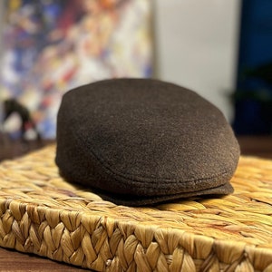 Brown Wool Irish Flat Cap for Men, Vintage London Style Hat, Classic Newsboy Cap, Warm Autumn Gatsby Cap, Wool Scally Hat, Baker Boy Hat