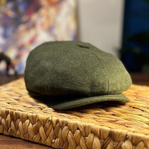 Grün 8 Panels Kappe, Peaky Blinders Hut, Irish Gatsby Kappe, Baker Boy Schiebermütze, Warme Wollmütze, Wintermode, Handgemachte Herrenmütze