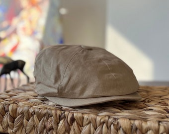 Sombrero de verano camello, gorra plana, gorra de 8 paneles, sombrero de verano unisex, sombrero hecho a mano, sombrero Peaky Blinders, sombrero de verano de algodón, sombrero de niño panadero, gorra de vendedor de periódicos