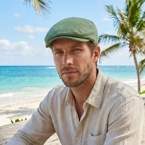 Groene linnen krantenverkoperpet, platte zomerhoed voor heren, ademende Ivy Driving-pet, Peaky Blinders-stijl Baker Boy, vintage cadeau vader