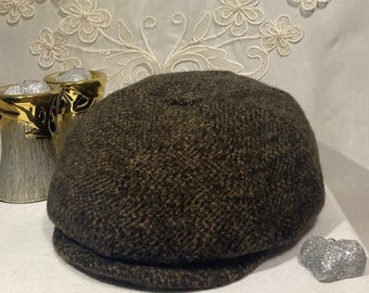 Gorra de tweed marrón estilo Peaky Blinders para hombre, gorra plana vintage de 8 paneles, gorra Gatsby retro clásica, gorra Baker Boy de mezcla de lana
