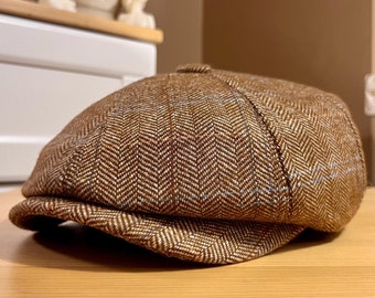 Peaky Blinders Brown Herringbone Cap Orange Herringbone Hat