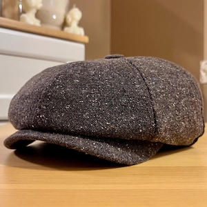 Brown Newsboy Cap, Brown Spotted Hat, 8 Panels Cap, Paeky Blinders Hat, Handmade Wool Hat, Winter Hat, Baker Boy Man Hat, Christmas Gift