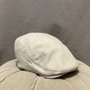 Stylish Beige Linen Summer Flat Cap, Handcrafted Beige Baker Boy Cap, Vintage Irish Flat Cap, Peaky Blinders Style, Men&#39;s Fashion Hat