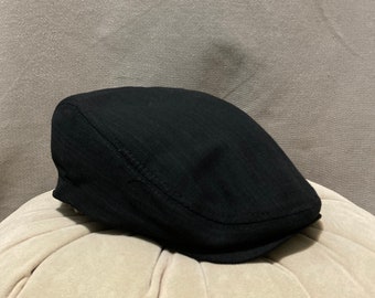 Stylish Black Linen Summer Flat Cap, Handcrafted Black Baker Boy Cap, Men's Fashion Hat, Peaky Blinders Style, Vintage Irish Flat Cap