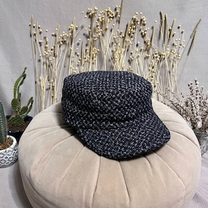 Blue Military Cap, Herringbone Cadet Cap, Army Style Hat, Wool Winter Hat, Short Bill Hat, Adjustable Sun Hat, Unisex Fashion Headwear